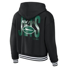 New York Jets WEAR by Erin Andrews Women's Lace-Up Fleece Hoodie - Black - NFL