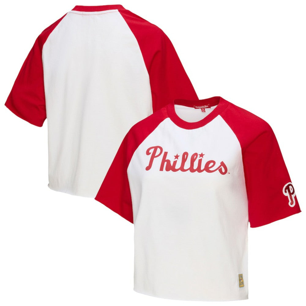 Philadelphia Phillies Mitchell & Ness Women's Cropped Raglan Boxy T-Shirt Discount