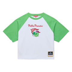Philadelphia Phillies Mitchell & Ness Women's Cropped Raglan Mascot Boxy T-Shirt Sale