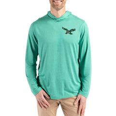 Philadelphia Eagles Cutter & Buck Coastline Epic Comfort Eco Recycled Long Sleeve Hoodie T-Shirt - Kelly Green - NFL