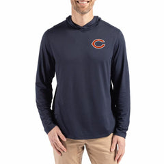 Chicago Bears Cutter & Buck Coastline Epic Comfort Eco Recycled Long Sleeve Hoodie T-Shirt - Navy - NFL