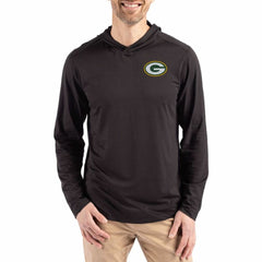 Green Bay Packers Cutter & Buck Coastline Epic Comfort Eco Recycled Long Sleeve Hoodie T-Shirt - Black - NFL