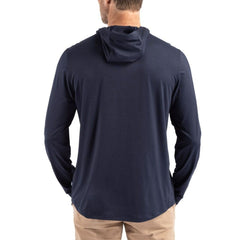 Minnesota Vikings Cutter & Buck Americana Coastline Epic Comfort Eco Recycled Long Sleeve Hoodie T-Shirt - Navy - NFL
