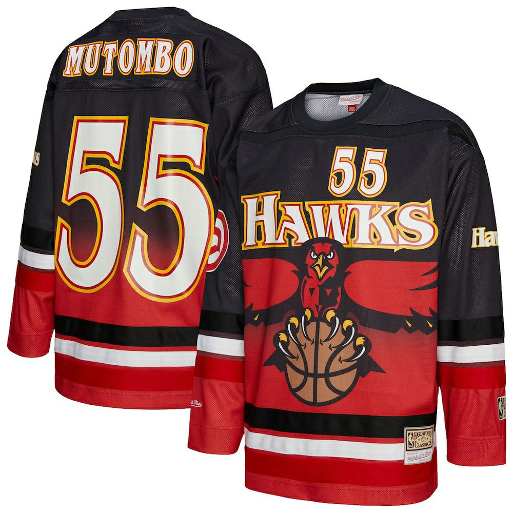 Mitchell & Ness Dikembe Mutombo Atlanta Hawks Unisex Maxxed Out Fashion Hockey Jersey Red