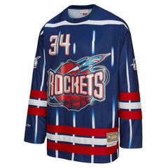 Mitchell & Ness Hakeem Olajuwon Houston Rockets Unisex Maxxed Out Fashion Hockey Jersey Navy
