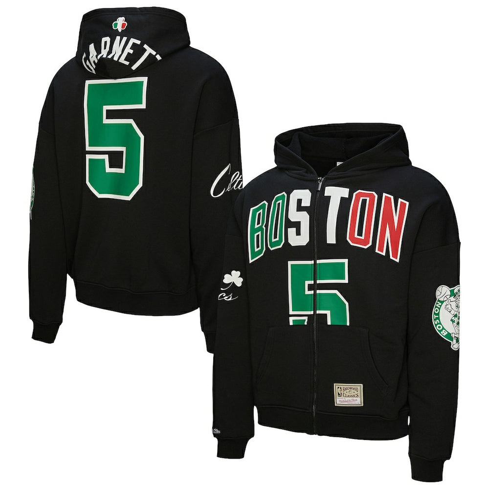 Mitchell & Ness Kevin Garnett Boston Celtics Unisex Hardwood Classics Maxxed Out Full-Zip Hoodie Black