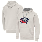 Columbus Blue Jackets Antigua Big Logo Victory Pullover Hoodie - Cream | NHL discount