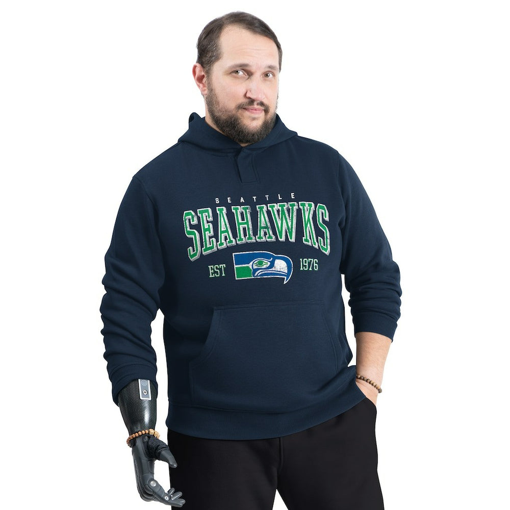 Seattle Seahawks G-III Sports by Carl Banks Adaptive Team Spirit Graphic Fleece Pullover Hoodie - College Navy - NFL