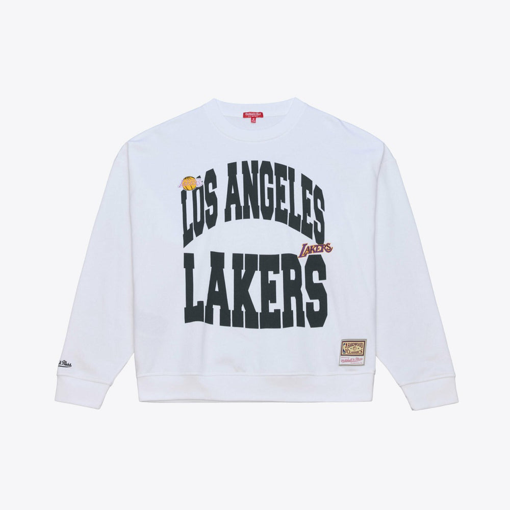 Mitchell & Ness Los Angeles Lakers Women's Lightweight Block Letter Sweatshirt White