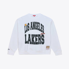 Mitchell & Ness Los Angeles Lakers Women's Lightweight Block Letter Sweatshirt White
