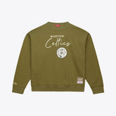 Mitchell & Ness Boston Celtics Women's Lightweight Script Sweatshirt Olive
