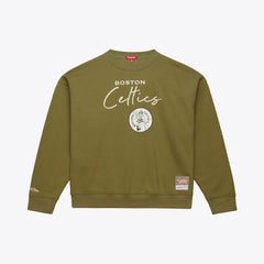 Mitchell & Ness Boston Celtics Women's Lightweight Script Sweatshirt Olive