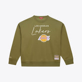 Mitchell & Ness Los Angeles Lakers Women's Lightweight Script Sweatshirt Olive