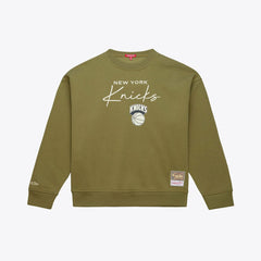 Mitchell & Ness New York Knicks Women's Lightweight Script Sweatshirt Olive
