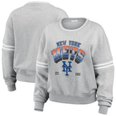 New York Mets WEAR by Erin Andrews Women's Sleeve Stripe Fleece Sweatshirt Online