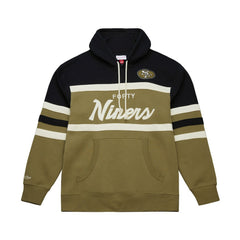 San Francisco 49ers Vintage Logo Head Coach Hoodie - Olive - Mitchell & Ness