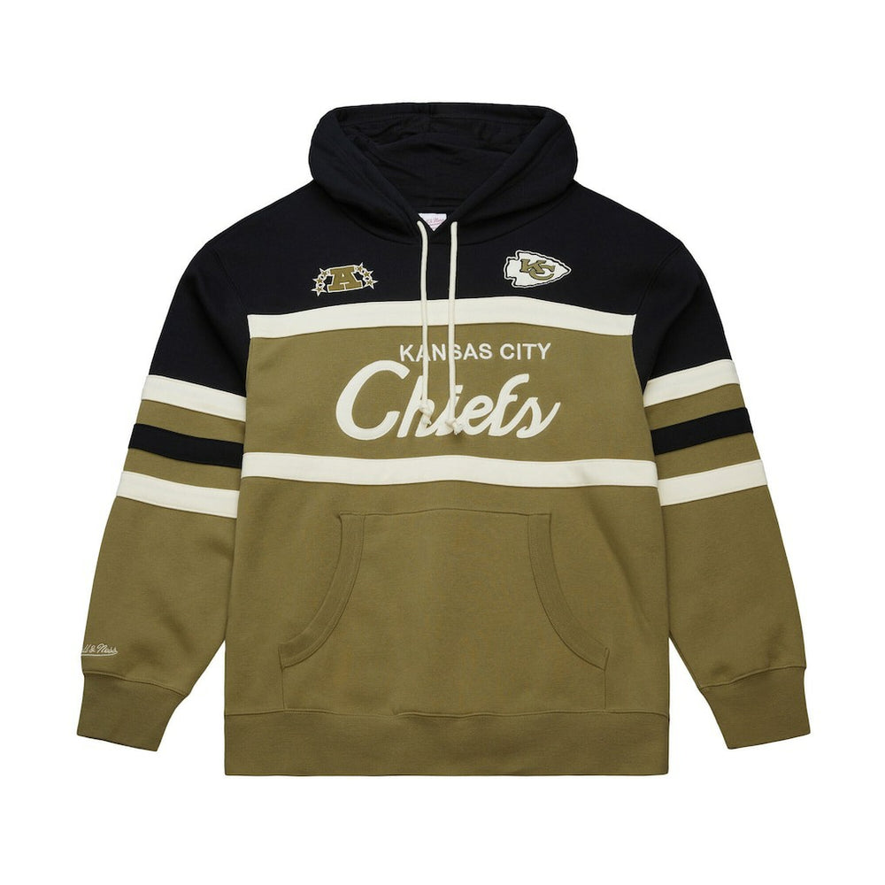 Kansas City Chiefs Vintage Logo Head Coach Hoodie - Olive - Mitchell & Ness