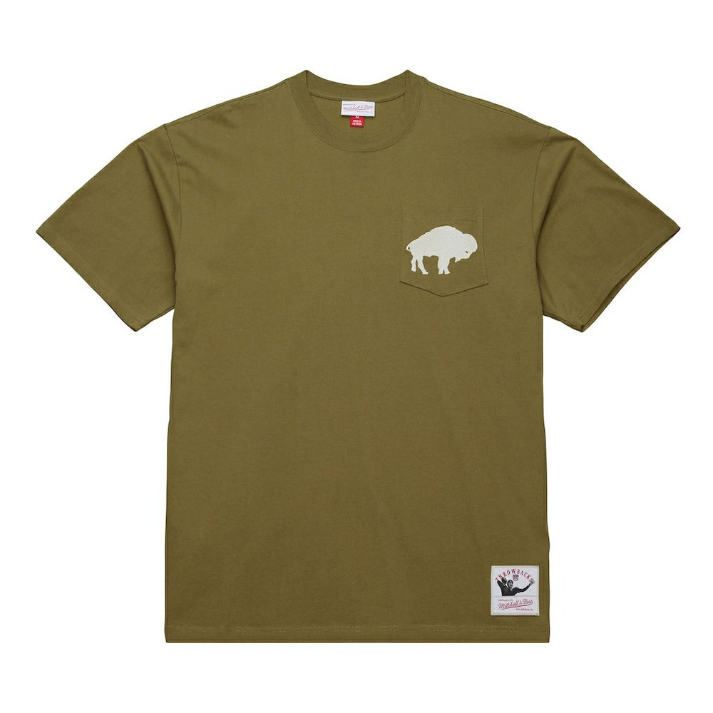 Buffalo Bills Vintage Logo Premium T-Shirt - Olive - Mitchell & Ness