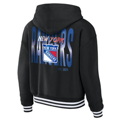 New York Rangers WEAR by Erin Andrews Women's Cropped Lace-Up Hoodie - Black | NHL discount