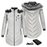 Philadelphia Eagles ActionHeat Women's 5V Battery Heated Long Puffer Full-Zip Hoodie Jacket - White - NFL