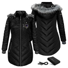 Baltimore Ravens ActionHeat Women's 5V Battery Heated Long Puffer Full-Zip Hoodie Jacket - Black - NFL
