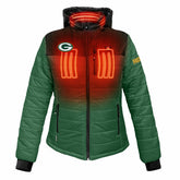 Green Bay Packers ActionHeat Women's 5V Battery Heated Insulated Puffer Full-Zip Jacket - Green/Black - NFL