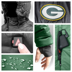 Green Bay Packers ActionHeat Women's 5V Battery Heated Insulated Puffer Full-Zip Jacket - Green/Black - NFL