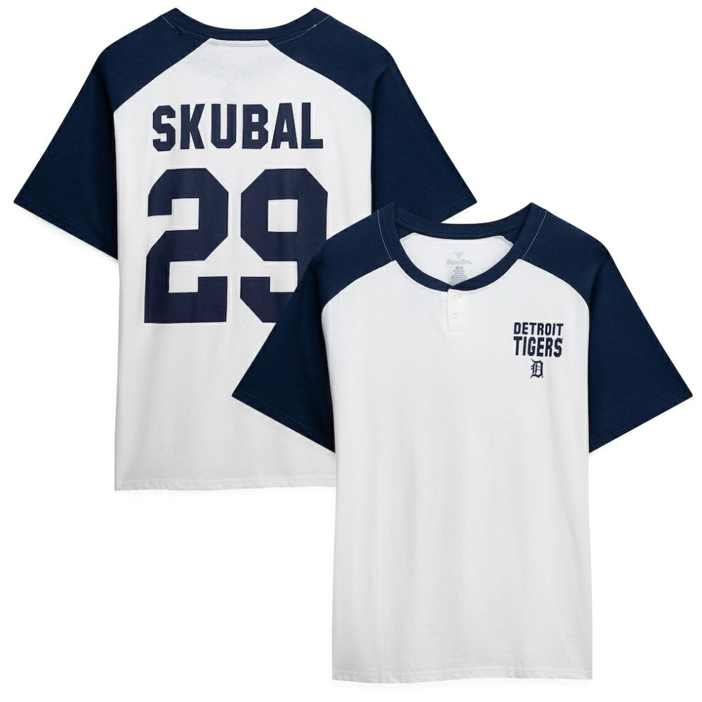 Tarik Skubal Detroit Tigers Profile Women's Plus Size Name & Number Raglan Henley T-Shirt for sale