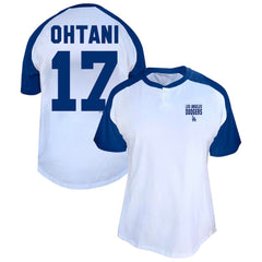 Shohei Ohtani Los Angeles Dodgers Profile Women's Plus Size Name & Number Raglan Henley T-Shirt Discount