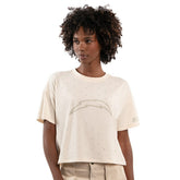 Los Angeles Chargers Starter Women's Rhinestone Sprinkle Boxy Cropped T-Shirt - Cream - NFL
