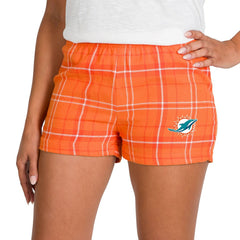 Miami Dolphins Concepts Sport Women's Ultimate Flannel Shorts - Orange/White - NFL
