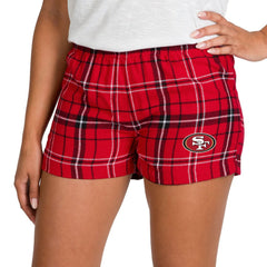 San Francisco 49ers Concepts Sport Women's Ultimate Flannel Shorts - Scarlet/Black - NFL