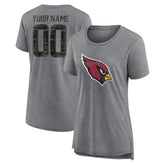 Arizona Cardinals Women's Heritage Custom Name & Number Tri-Blend T-Shirt - Gray - NFL