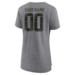 Arizona Cardinals Women's Heritage Custom Name & Number Tri-Blend T-Shirt - Gray - NFL