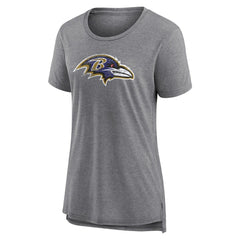 Baltimore Ravens Women's Heritage Custom Name & Number Tri-Blend T-Shirt - Gray - NFL