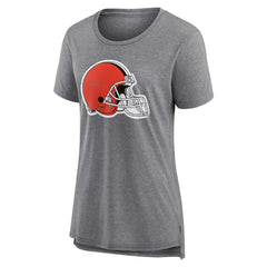 Cleveland Browns Women's Heritage Custom Name & Number Tri-Blend T-Shirt - Gray - NFL