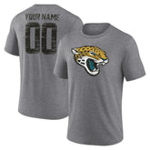 Jacksonville Jaguars Heritage Custom Name & Number Tri-Blend T-Shirt - Gray - NFL