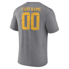 Los Angeles Chargers Heritage Custom Name & Number Tri-Blend T-Shirt - Gray - NFL