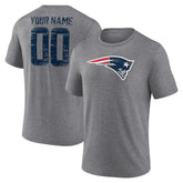 New England Patriots Heritage Custom Name & Number Tri-Blend T-Shirt - Gray - NFL