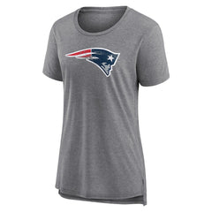 New England Patriots Women's Heritage Custom Name & Number Tri-Blend T-Shirt - Gray - NFL