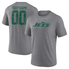 New York Jets Heritage Custom Name & Number Tri-Blend T-Shirt - Gray - NFL
