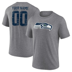 Seattle Seahawks Heritage Custom Name & Number Tri-Blend T-Shirt - Gray - NFL