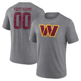 Washington Commanders Heritage Custom Name & Number Tri-Blend T-Shirt - Gray - NFL