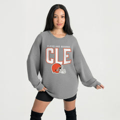 Cleveland Browns Gameday Couture Women's Oversized Pure Motion Corded Sweatshirt - Gray - NFL