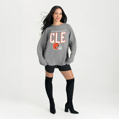 Cleveland Browns Gameday Couture Women's Oversized Pure Motion Corded Sweatshirt - Gray - NFL