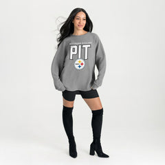 Pittsburgh Steelers Gameday Couture Women's Oversized Pure Motion Corded Sweatshirt - Gray - NFL