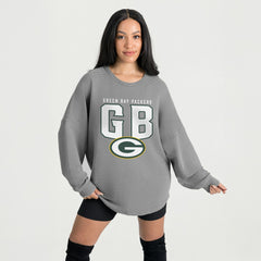 Green Bay Packers Gameday Couture Women's Oversized Pure Motion Corded Sweatshirt - Gray - NFL