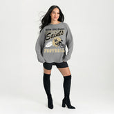 New Orleans Saints Gameday Couture Women's Oversized Sweet Victory Corded Sweatshirt - Gray - NFL