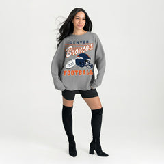 Denver Broncos Gameday Couture Women's Oversized Sweet Victory Corded Sweatshirt - Gray - NFL