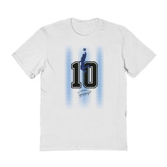Diego Maradona Argentina National Team Vive La Fete Number & Signature T-Shirt White